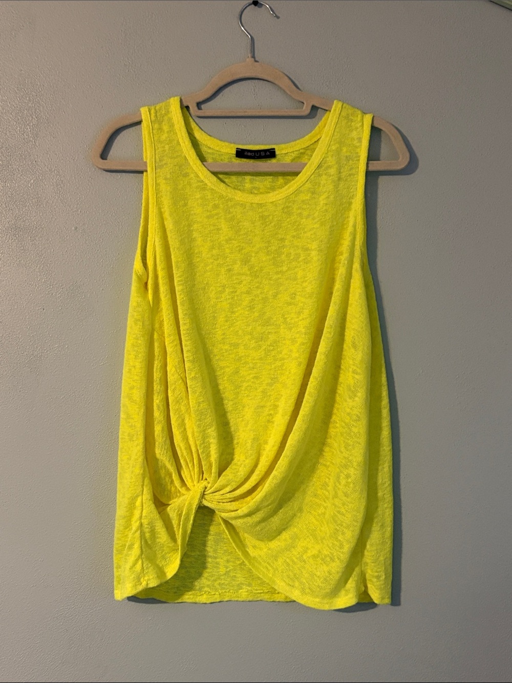 Neon Yellow Twist-Front Tank